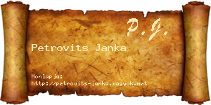 Petrovits Janka névjegykártya